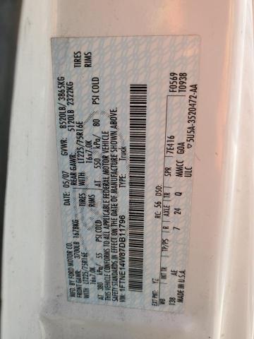 2007 Ford Econoline E150 Van VIN: 1FTNE14W87DB11796 Lot: 57861034