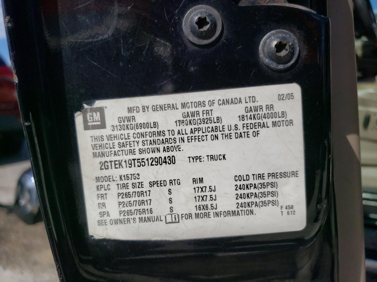 2GTEK19T551290430 2005 GMC New Sierra K1500