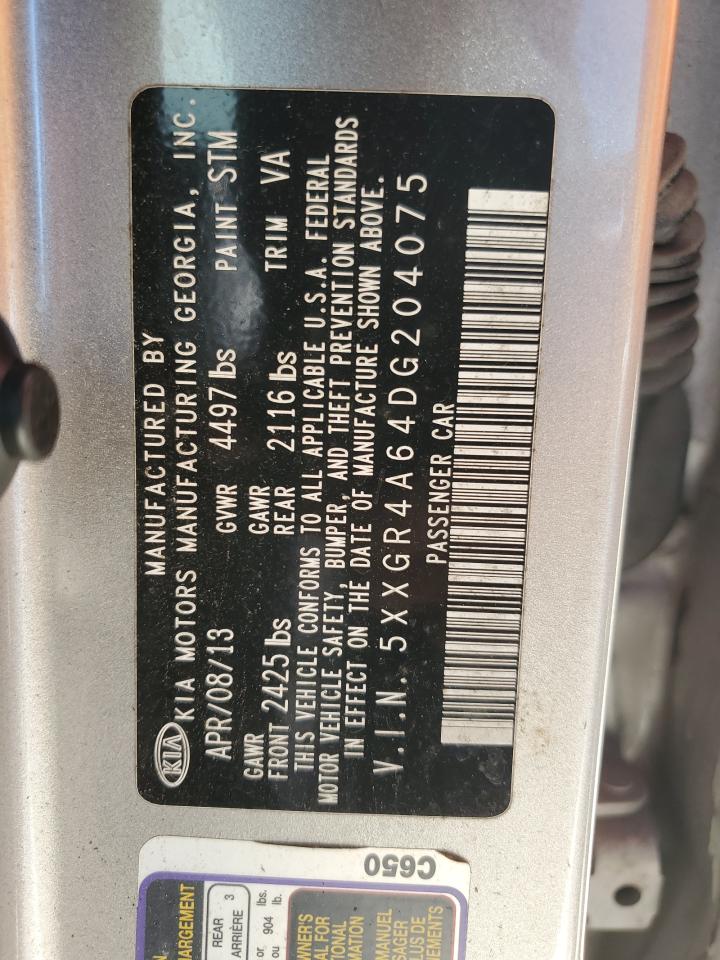 5XXGR4A64DG204075 2013 Kia Optima Sx