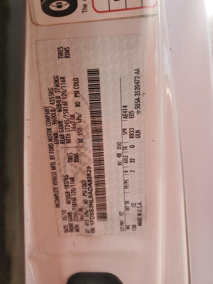 1FDSS3HL9ADA83629 2010 Ford Econoline E350 Super Duty Cutaway Van