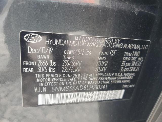 2020 Hyundai Santa Fe Sel VIN: 5NMS33AD8LH210241 Lot: 59327624