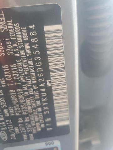 2013 Kia Sorento Ex VIN: 5XYKU4A26DG354884 Lot: 54974494