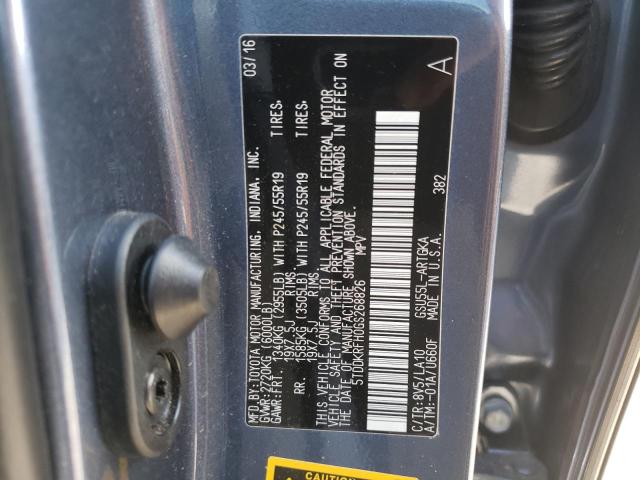 2016 Toyota Highlander Limited VIN: 5TDDKRFH0GS268826 Lot: 58289044