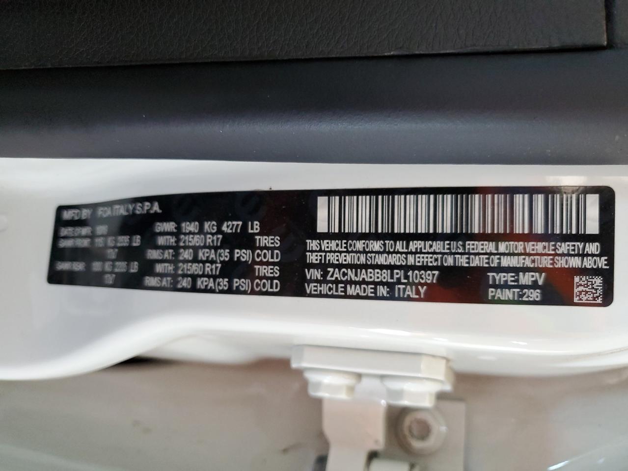 ZACNJABB8LPL10397 2020 Jeep Renegade Latitude