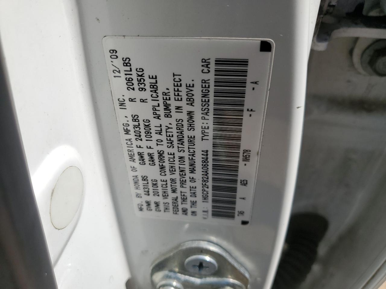 1HGCP2F82AA068444 2010 Honda Accord Exl