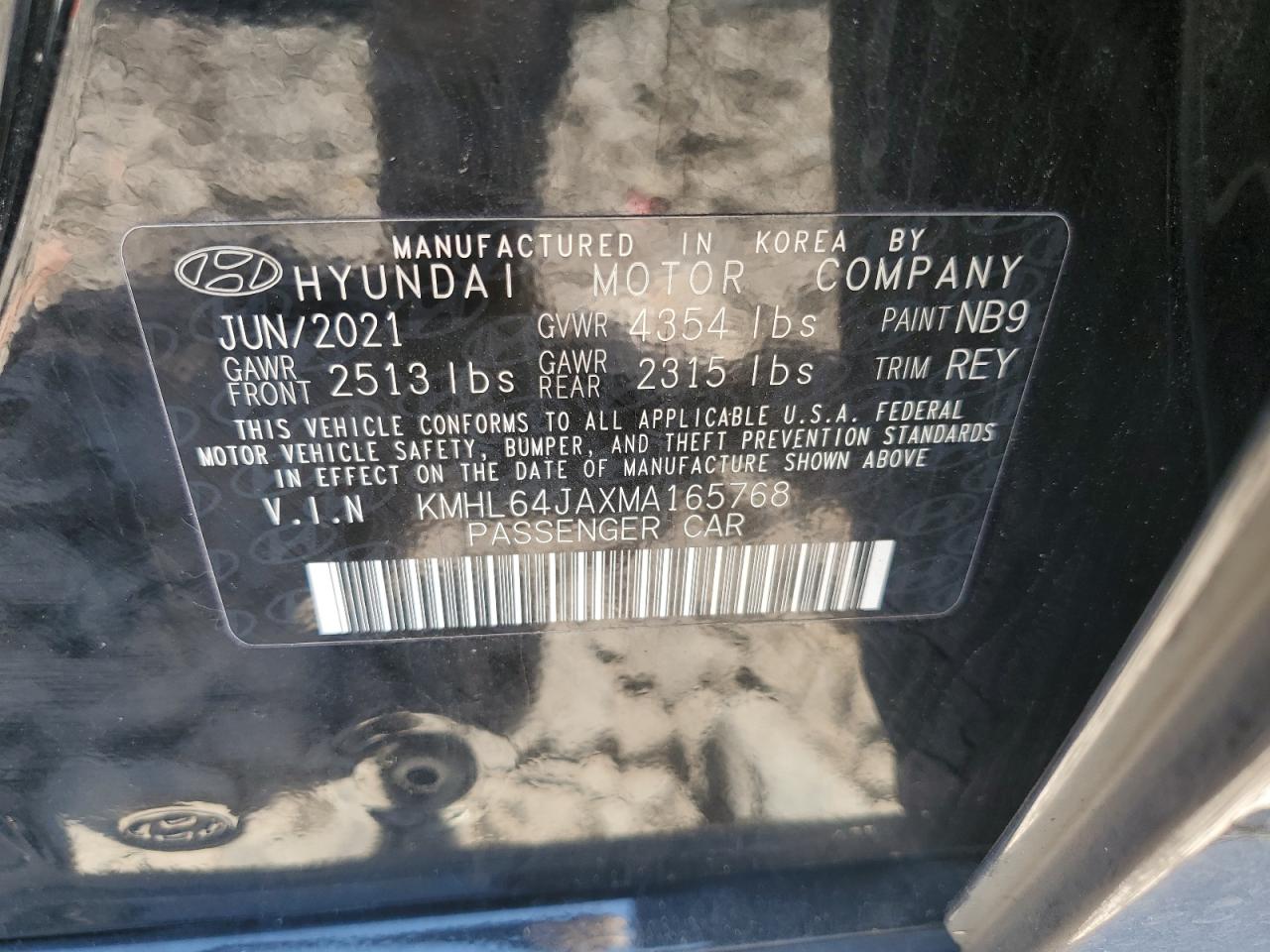 KMHL64JAXMA165768 2021 Hyundai Sonata Sel