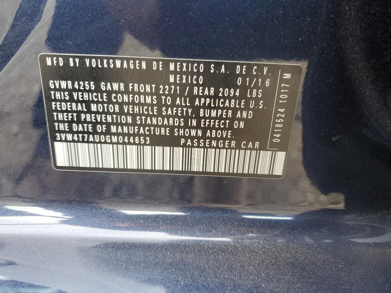 3VW4T7AU0GM044653 2016 Volkswagen Gti S/Se