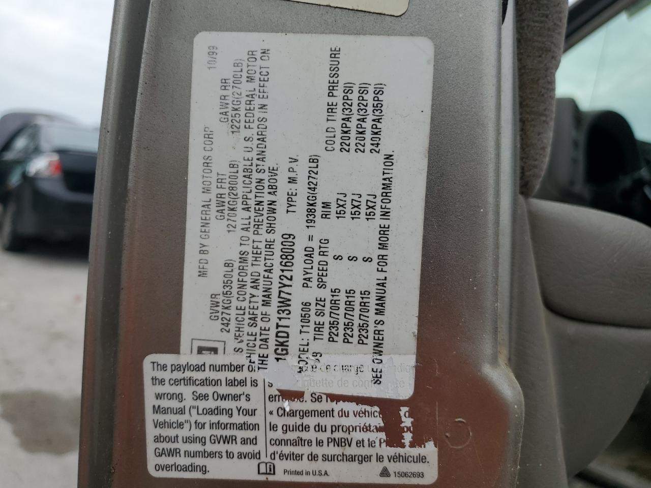 1GKDT13W7Y2168009 2000 GMC Jimmy / Envoy