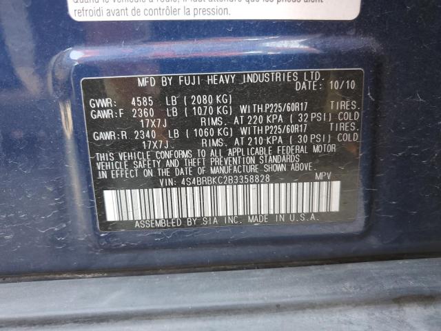 2011 Subaru Outback 2.5I Limited VIN: 4S4BRBKC2B3358828 Lot: 60097654