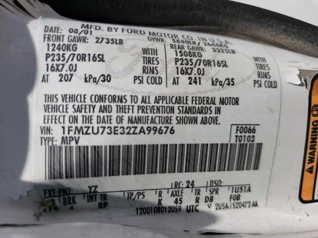 2002 Ford Explorer Xlt VIN: 1FMZU73E32ZA99676 Lot: 58694334