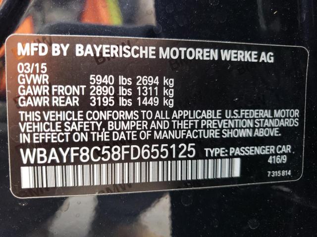 2015 BMW 750 Lxi VIN: WBAYF8C58FD655125 Lot: 56954454