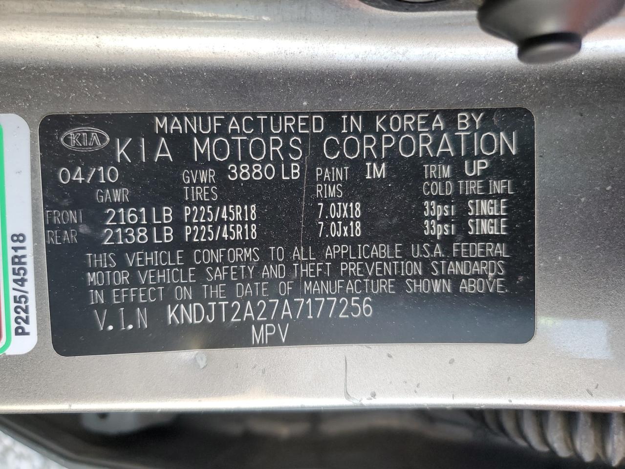 KNDJT2A27A7177256 2010 Kia Soul +