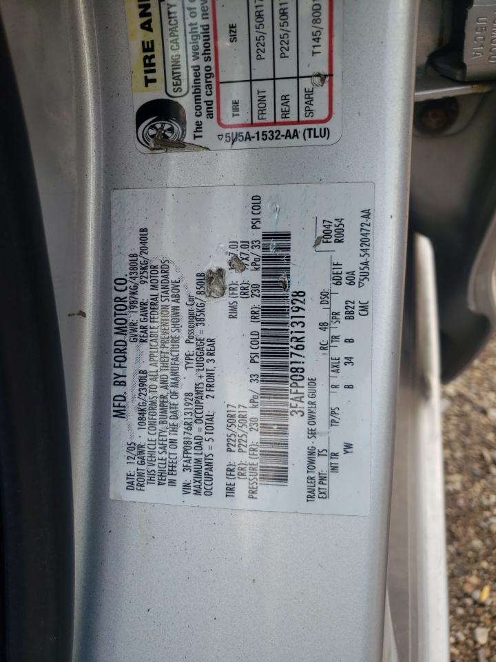 3FAFP08176R131928 2006 Ford Fusion Sel
