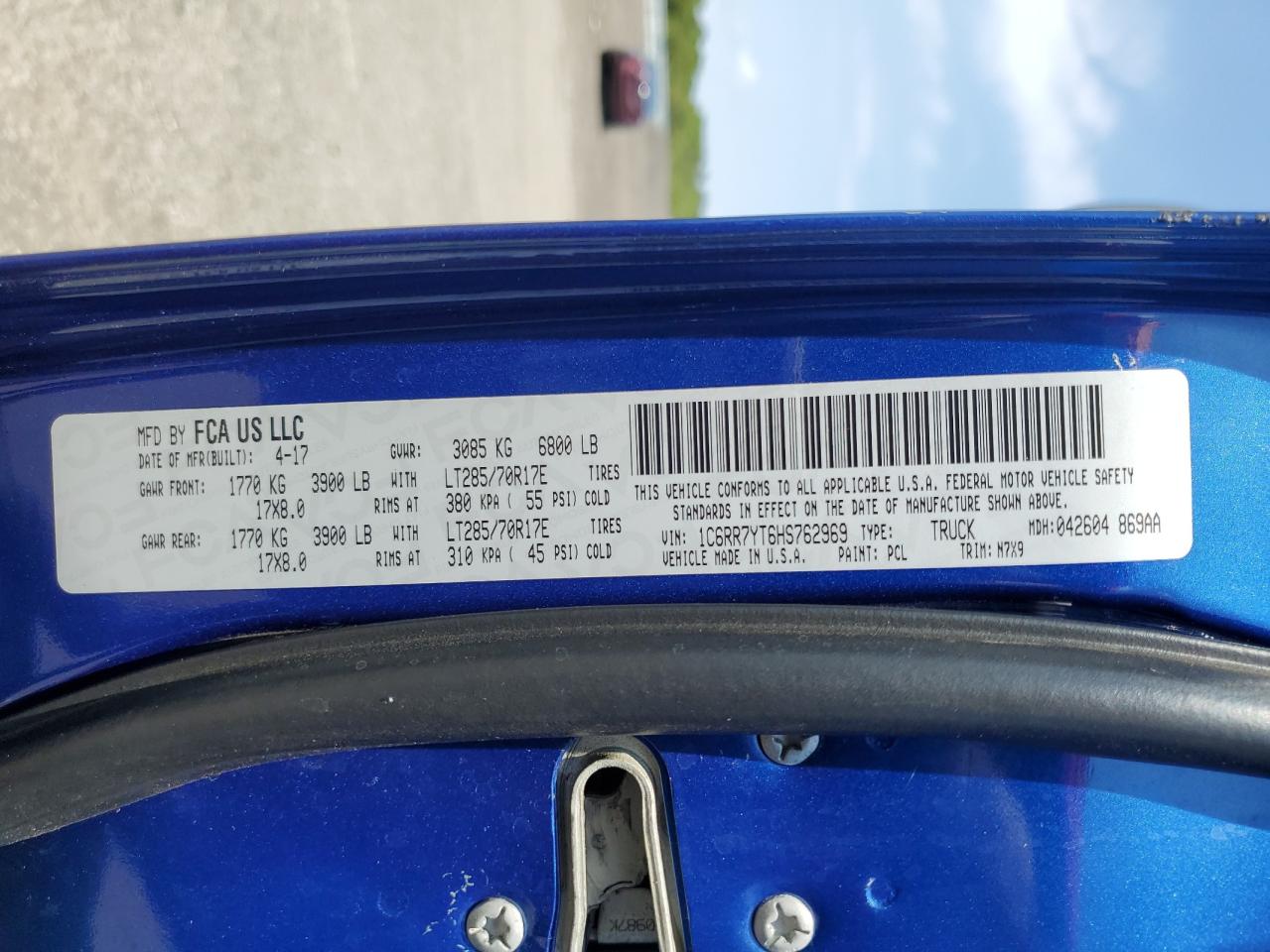 1C6RR7YT6HS762969 2017 Ram 1500 Rebel