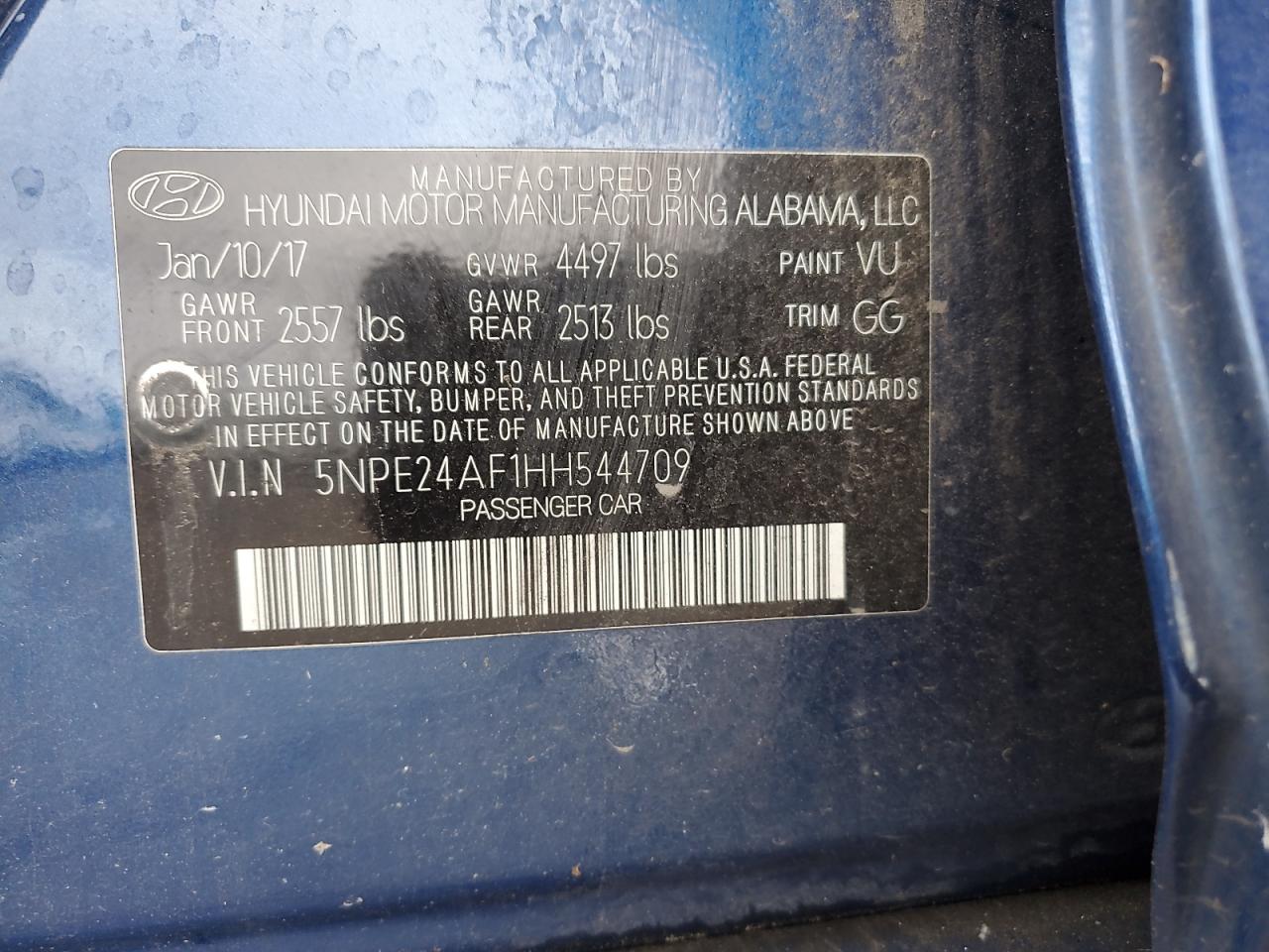 5NPE24AF1HH544709 2017 Hyundai Sonata Se