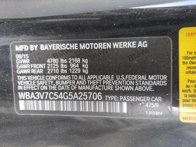 2016 BMW 428 I Sulev VIN: WBA3V7C54G5A25706 Lot: 60230384