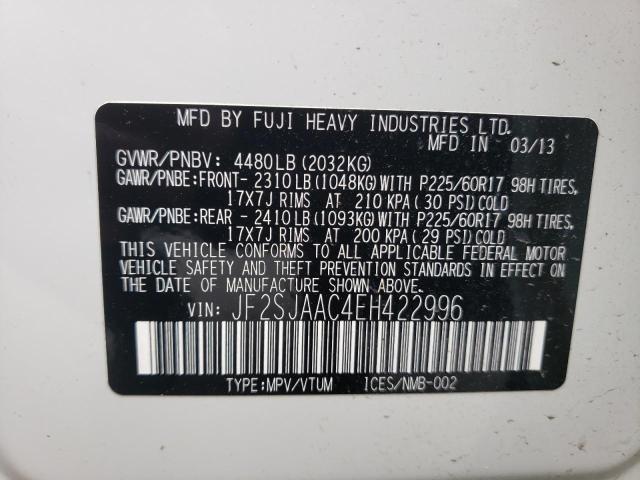 2014 Subaru Forester 2.5I VIN: JF2SJAAC4EH422996 Lot: 57910594