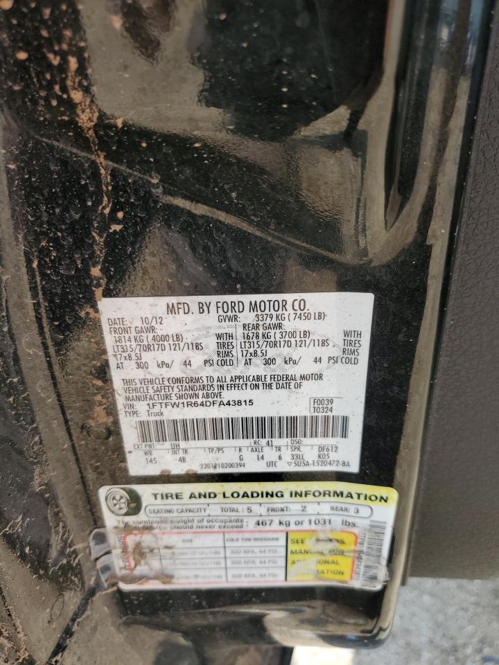 1FTFW1R64DFA43815 2013 Ford F150 Svt Raptor