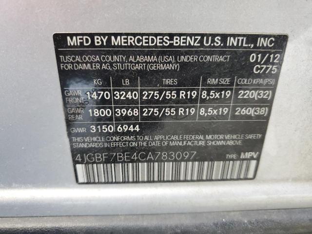 2012 Mercedes-Benz Gl 450 4Matic VIN: 4JGBF7BE4CA783097 Lot: 58704714