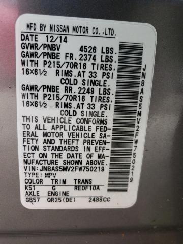 2015 NISSAN ROGUE SELE - JN8AS5MV2FW750219