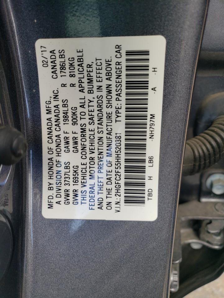 2HGFC2F55HH520381 2017 Honda Civic Lx 2HGFC2F55HH520381 2017 Honda Civic Lx