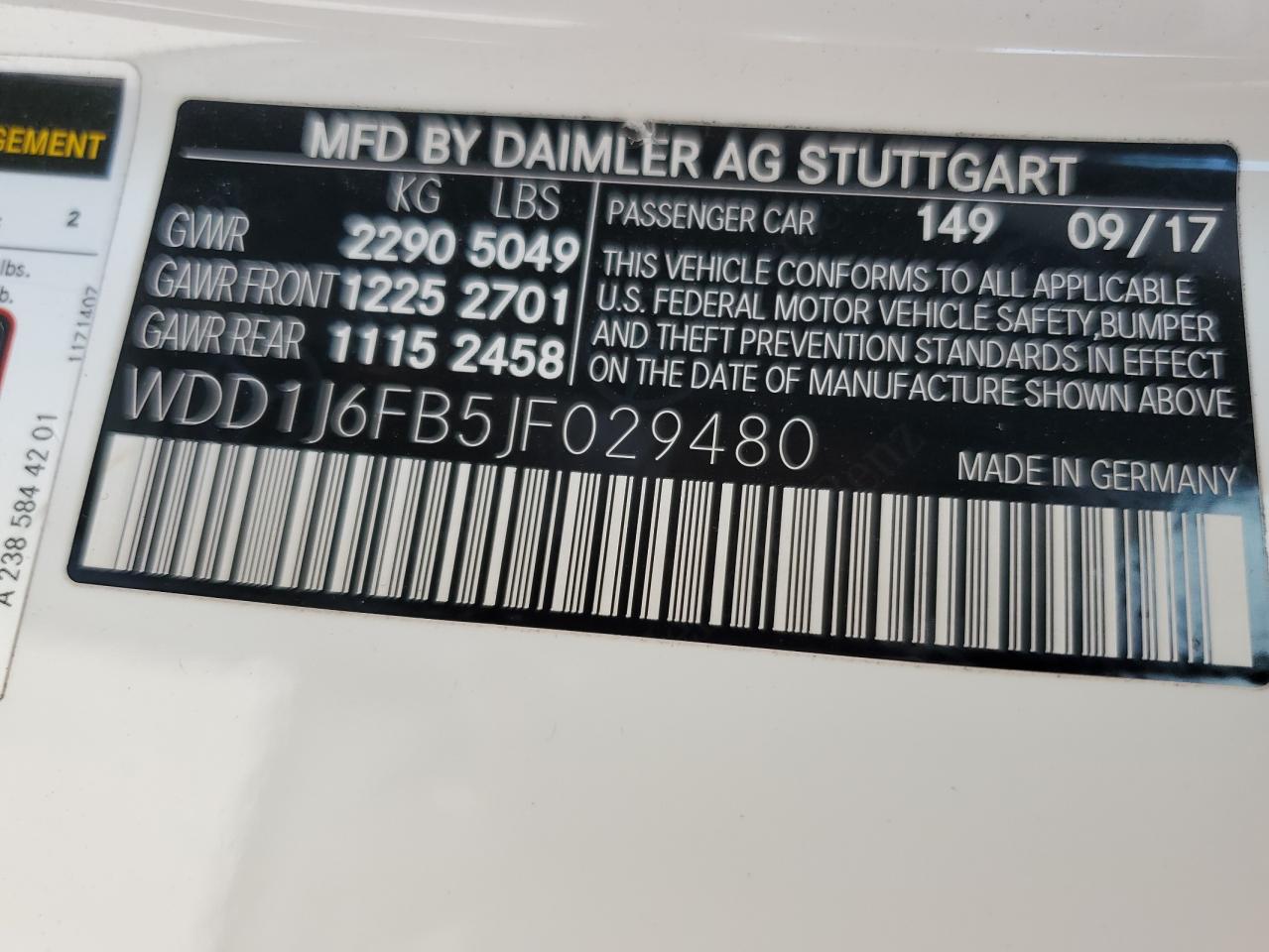 WDD1J6FB5JF029480 2018 Mercedes-Benz E 400