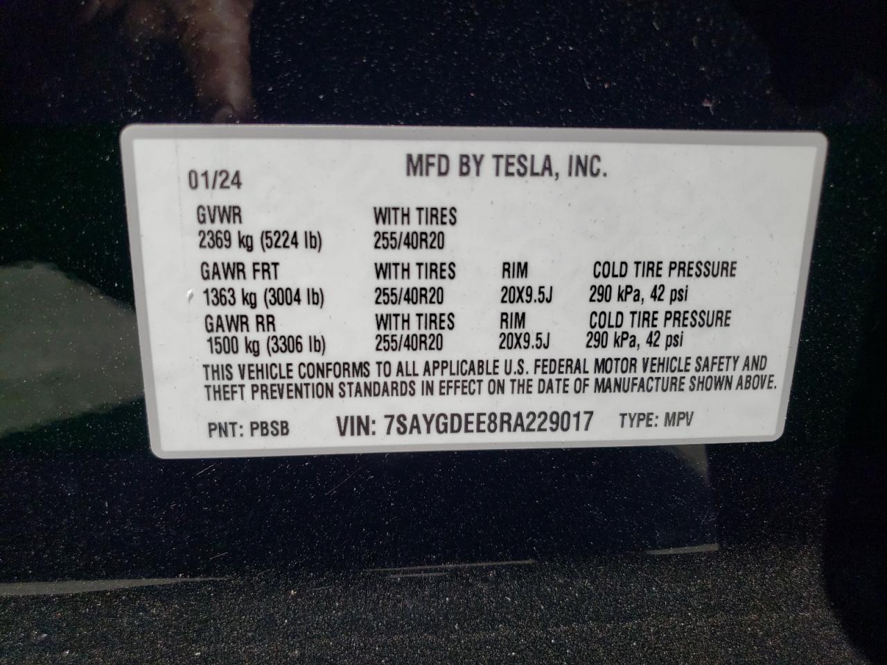 7SAYGDEE8RA229017 2024 Tesla Model Y