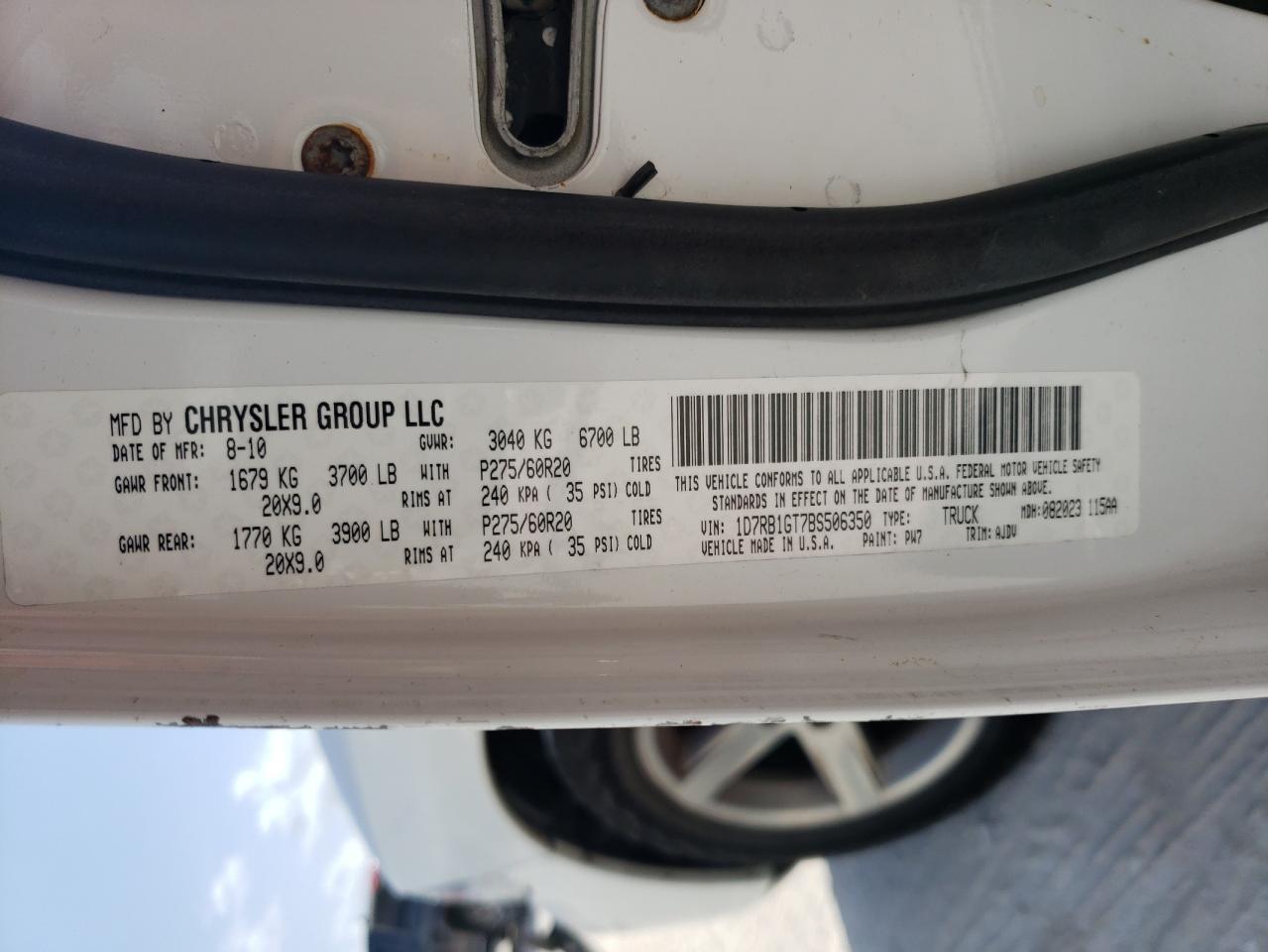 1D7RB1GT7BS506350 2011 Dodge Ram 1500