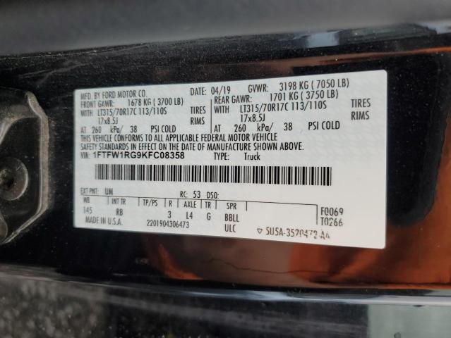 2019 FORD F150 RAPTO - 1FTFW1RG9KFC08358