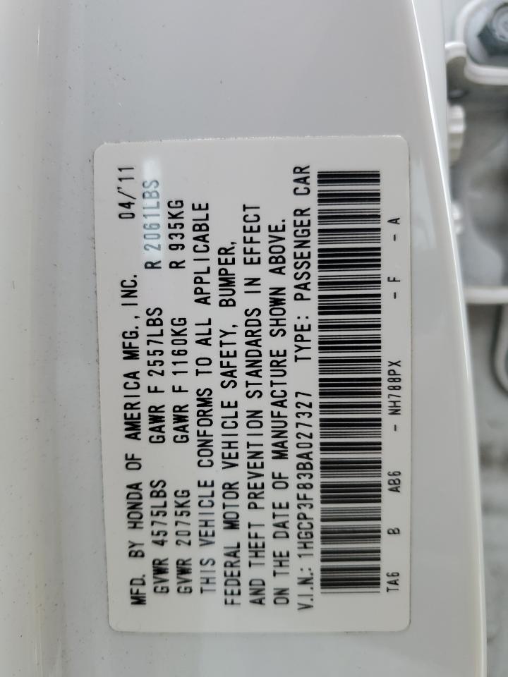 1HGCP3F83BA027327 2011 Honda Accord Exl