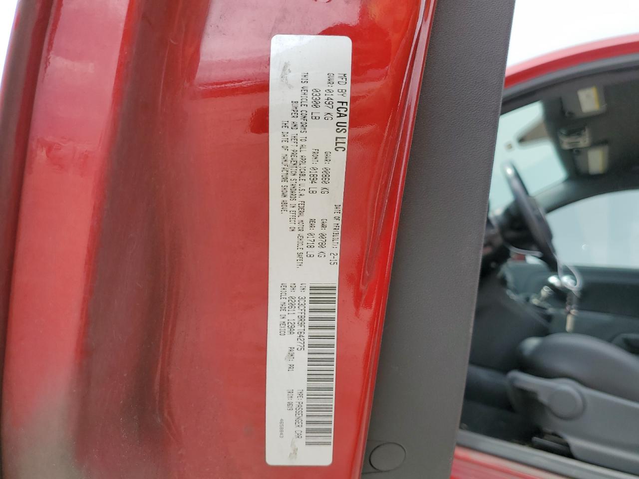 3C3CFFBR9FT642775 2015 Fiat 500 Sport