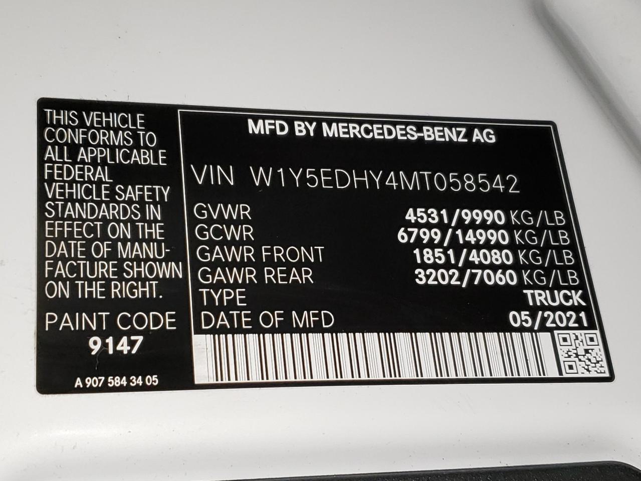 W1Y5EDHY4MT058542 2021 Mercedes-Benz Sprinter 3500