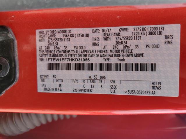 2017 FORD F150 SUPER - 1FTEW1EF7HKD31956