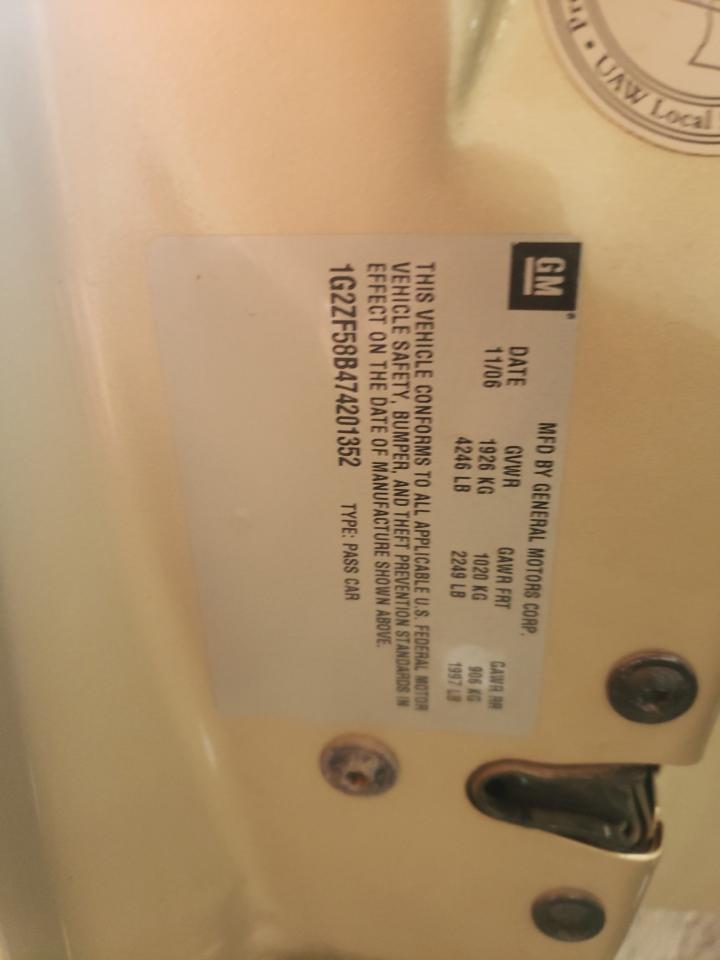 1G2ZF58B474201352 2007 Pontiac G6 Value Leader