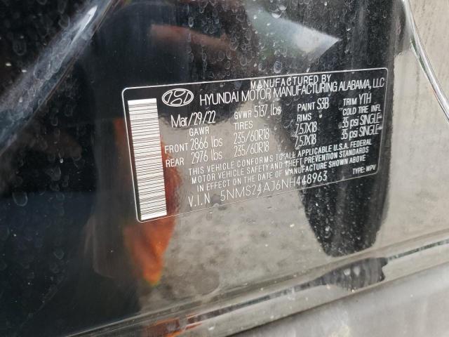 2022 Hyundai Santa Fe Sel VIN: 5NMS24AJ6NH448963 Lot: 57489074