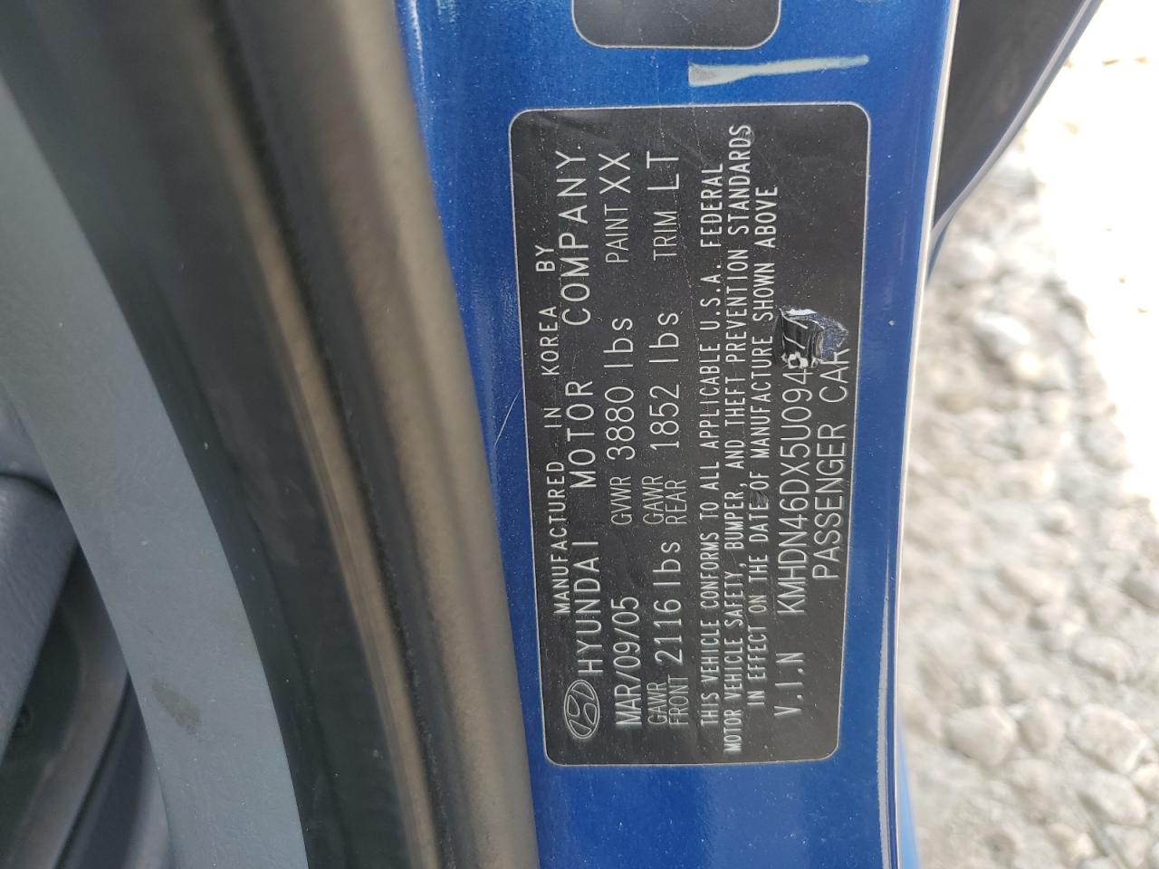 KMHDN46DX5U094677 2005 Hyundai Elantra Gls