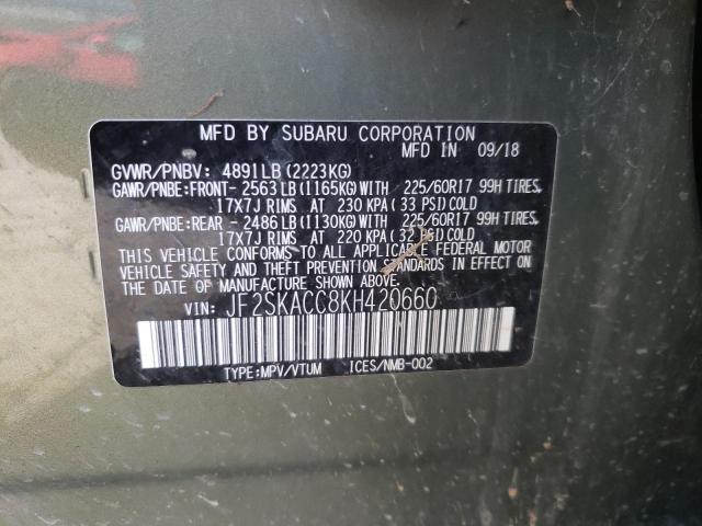 2019 SUBARU FORESTER JF2SKACC8KH420660
