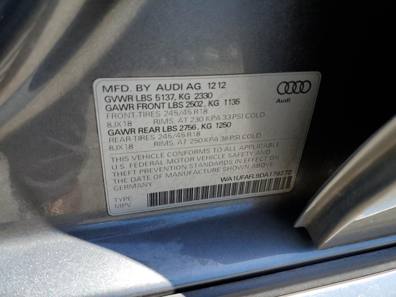 WA1UFAFL9DA176272 2013 Audi A4 Allroad Premium Plus