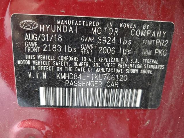 2019 Hyundai Elantra Sel VIN: KMHD84LF1KU766120 Lot: 58658494