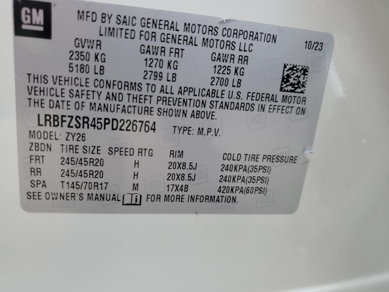 LRBFZSR45PD226764 2023 Buick Envision Avenir