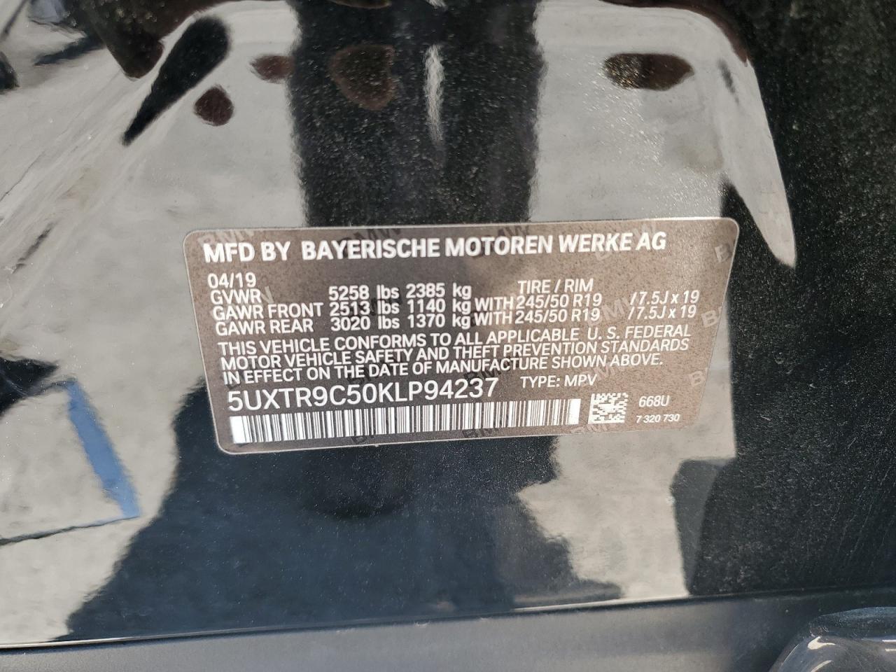 5UXTR9C50KLP94237 2019 BMW X3 xDrive30I