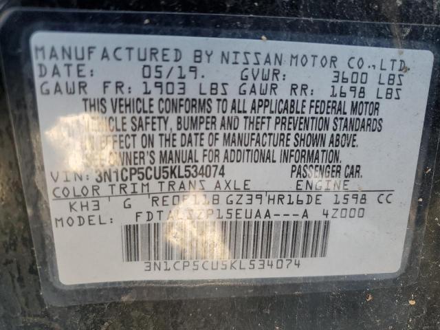 2019 Nissan Kicks S VIN: 3N1CP5CU5KL534074 Lot: 59257904