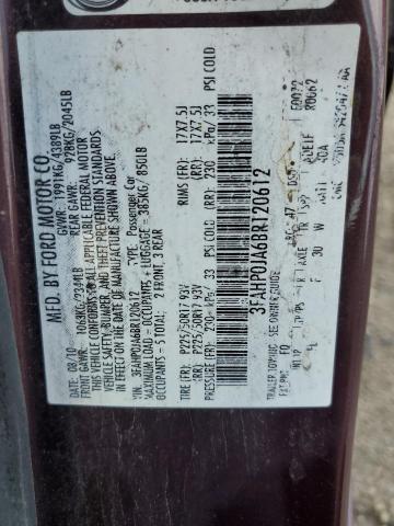 2011 Ford Fusion Sel VIN: 3FAHP0JA6BR120612 Lot: 57928854