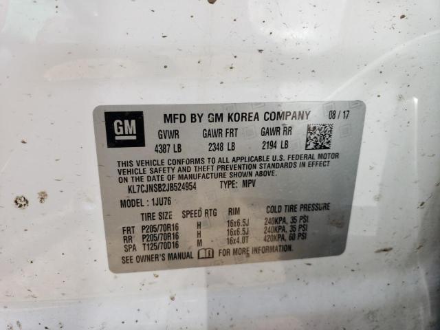 2018 Chevrolet Trax Ls VIN: KL7CJNSB2JB524954 Lot: 57552824