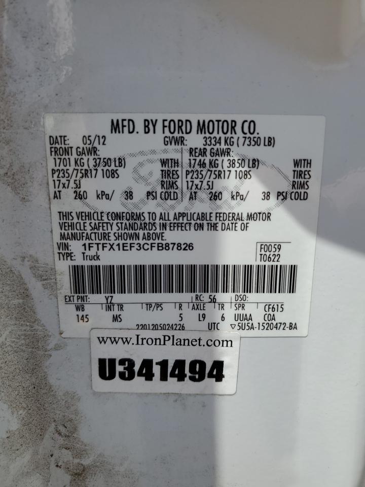 1FTFX1EF3CFB87826 2012 Ford F150 Super Cab