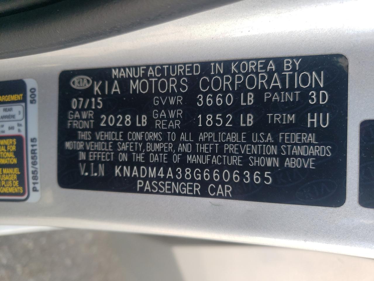 KNADM4A38G6606365 2016 Kia Rio Lx