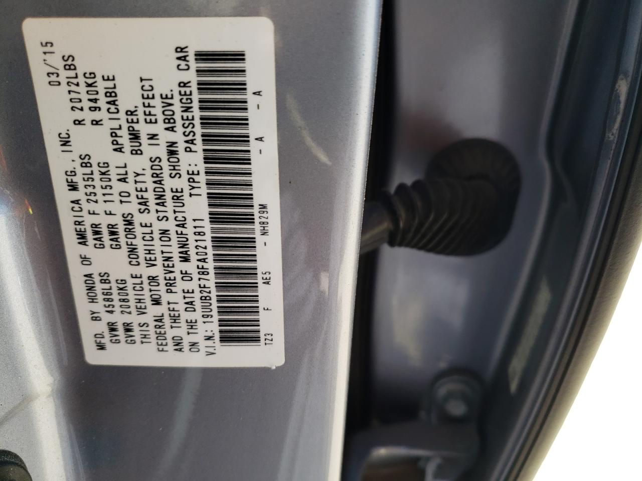 19UUB2F78FA021811 2015 Acura Tlx Advance