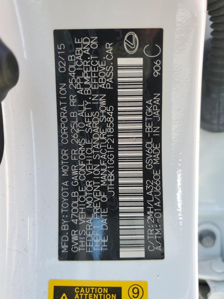 JTHBK1GG1F2185845 2015 Lexus Es 350