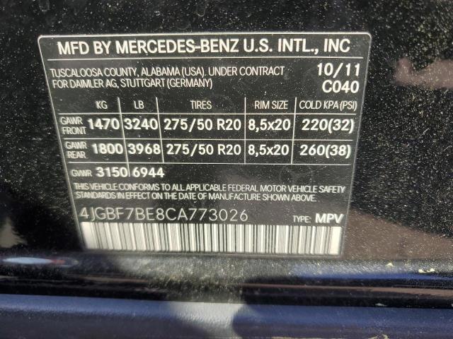 2012 Mercedes-Benz Gl 450 4Matic VIN: 4JGBF7BE8CA773026 Lot: 58903744