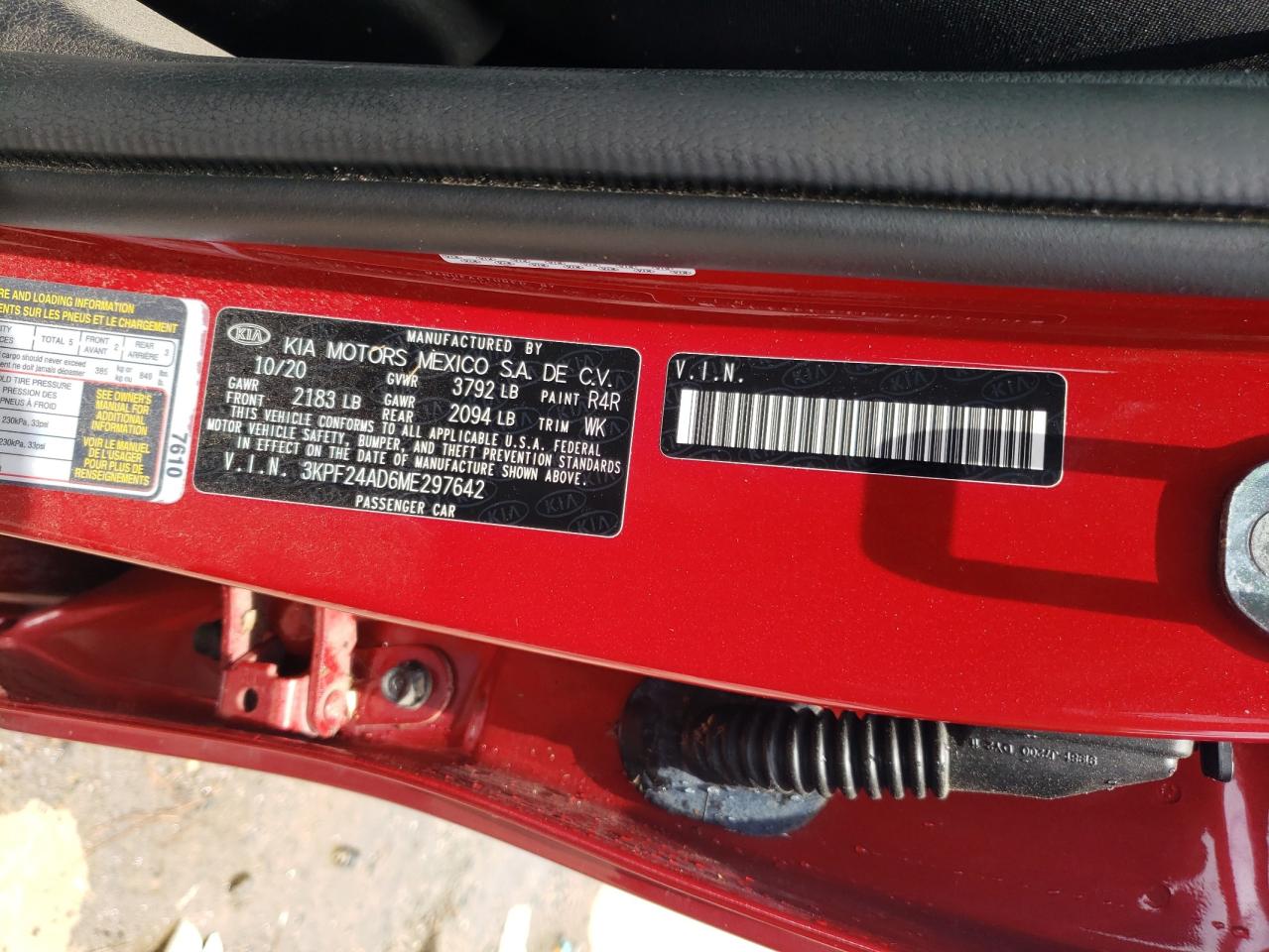 3KPF24AD6ME297642 2021 Kia Forte Fe